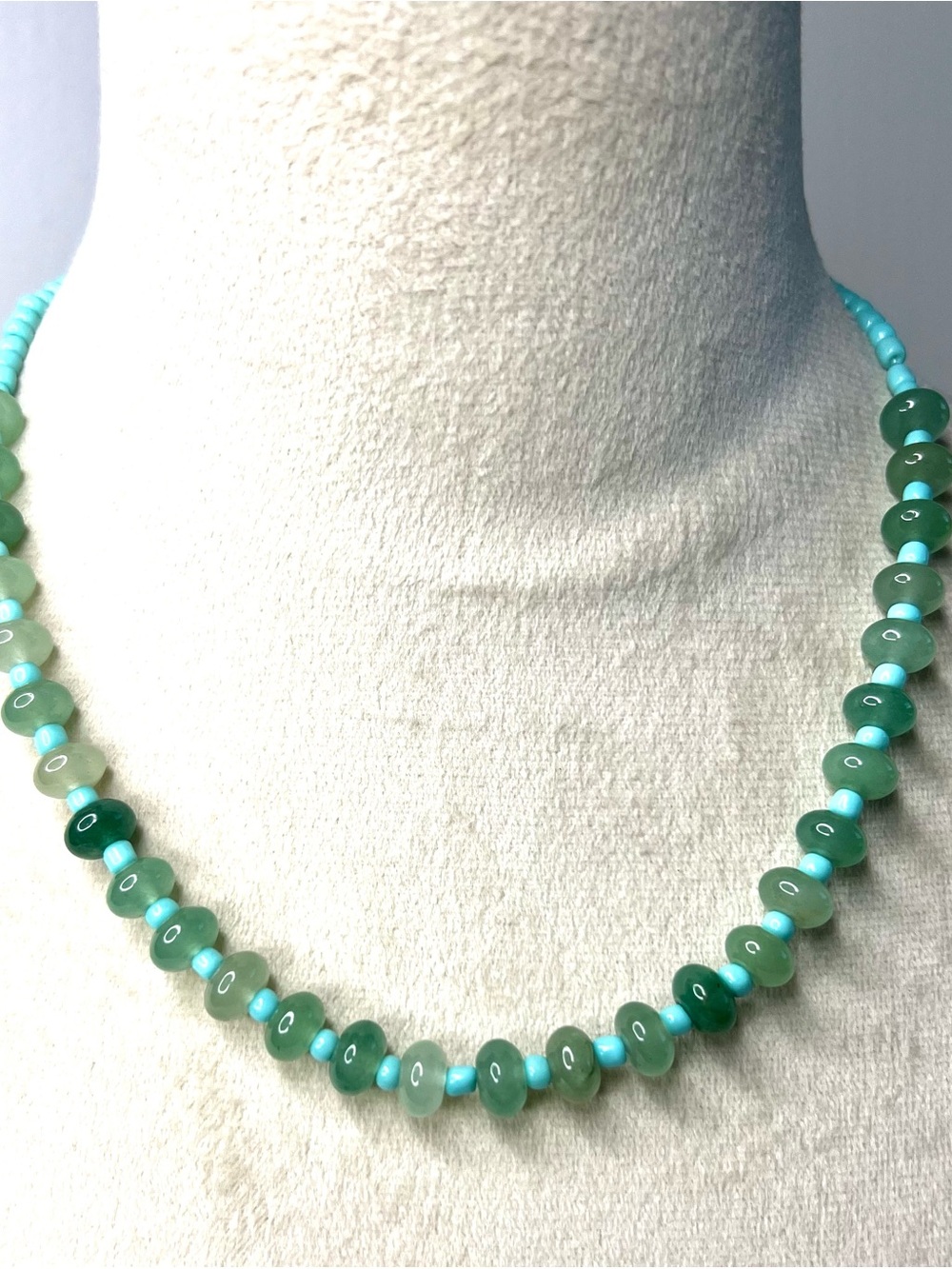 Glass Bead Necklace Jade Turquoise Color
Summer Bead Necklace